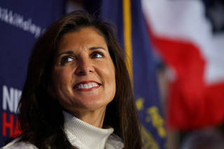 FILE PHOTO: Republican presidential candidate Haley campaigns in Hooksett