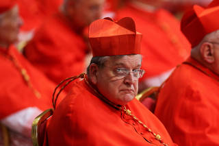 FILE PHOTO: Cardinal Raymond Leo Burke attends a consistory as Pope Francis elevates five Roman Catholic prelates to the rank of cardinal, at Saint Peter's Basilica at the Vatican