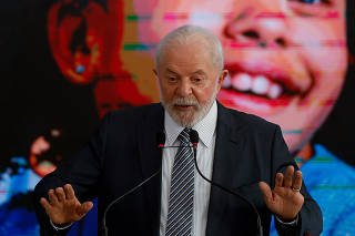 O presidente Luiz Inácio Lula da Silva (PT) durante cerimônia no Palácio do Planalto