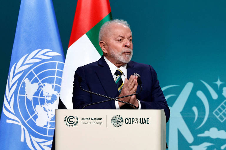Presidente Lula discursa durante a COP28, Conferência do Clima da ONU, em Dubai