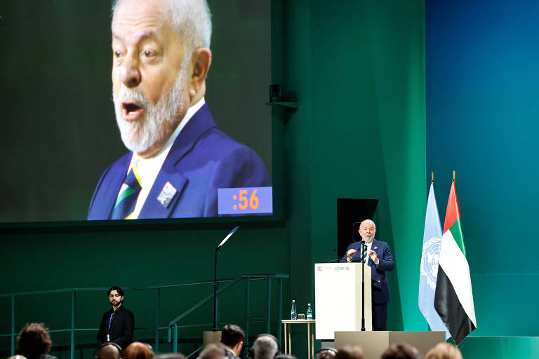 O presidente Lula discursa na COP28 em Dubai, nos Emirados Árabes Unidos