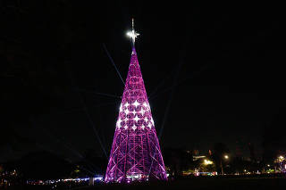 A maior árvore de Natal do Parque Ibirapuera foi inaugurada na noite deste sábado 2 de dezembro