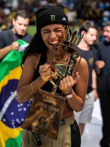 SÃO PAULO,SP - 3/12/2023 - Rayssa Leal é campeã da SLS Super Crown, a final da Liga Mundial de skate street disputada no Ginásio do Ibirapuera, em São Paulo. Rayssa obeteve a maior nota da carreira. (FOTO: Divulgação/Daluzphoto)