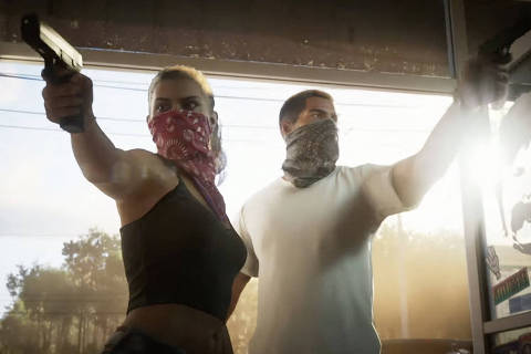 This handout courtesy of Rockstar Games taken on December 4, 2023 shows a video grab of the trailer of 