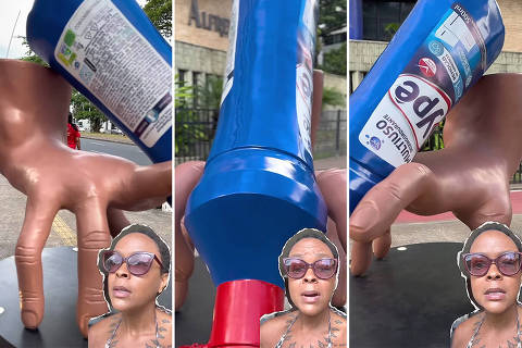 SALVADOR, BA,   Escultura de propaganda da marca Ype, com uma mão de pele cor negra segurando um produto da marca em Salvador, BA. Essa escultura gerou muita polemica em redes socias pelo tom de pele usado na escultura. (Foto: uma_intelectual_diferentona no Instagram )