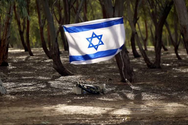 bandeira de israel em área florestal