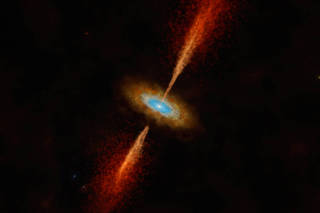 Artist's impression of the disc and jet in the young star system HH 1177