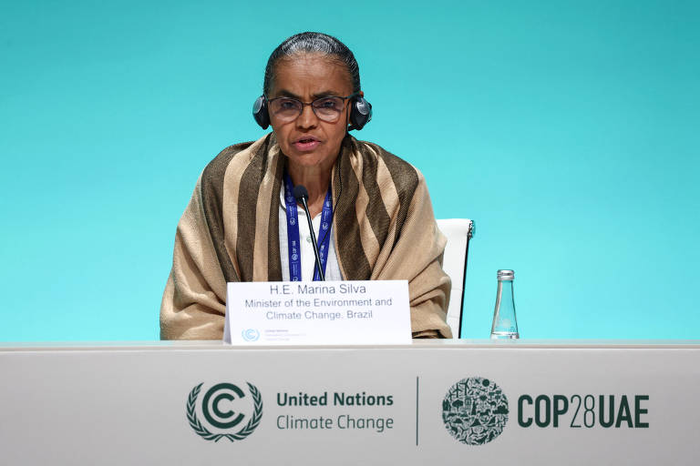 A ministra Marina Silvia, durante entrevista na COP28, em Dubai