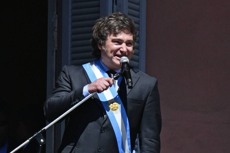 Javier Milei discursa na Casa Rosada