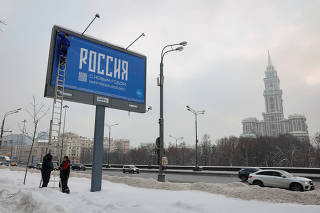A view shows a billboard in Moscow