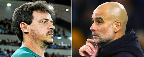 Fernando Diniz e do Pep Guardiola. (fOTO:  Mailson Santana/Fluminense FC e Molly Darlington/Reuters )