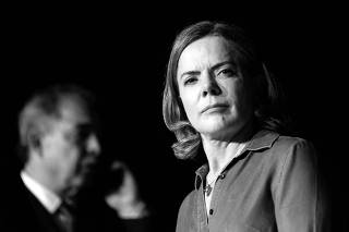 FILE PHOTO: President of the Workers' Party Gleisi Hoffmann looks on during a news conference in Brasilia