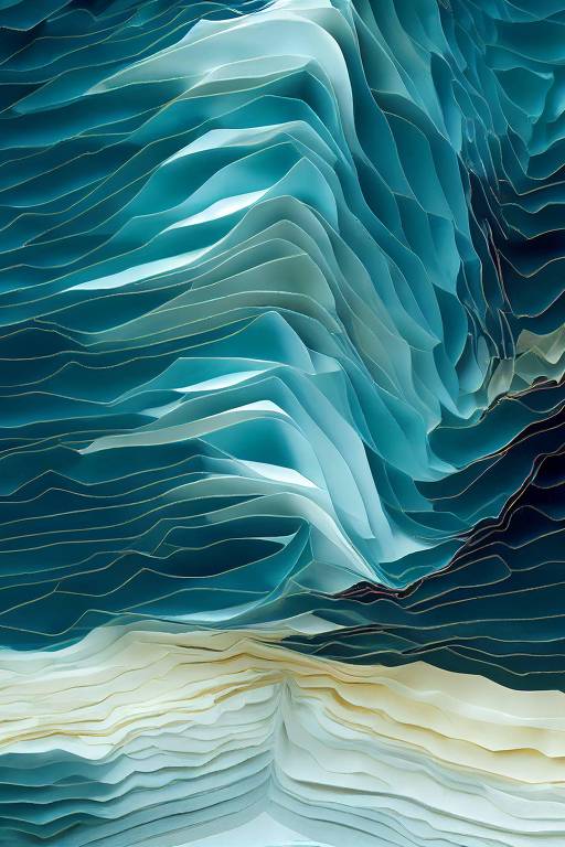 Estrutura de xarope de água com açúcar com o que parecem ser camadas de papel pontiagudas em uma fotomicrografia