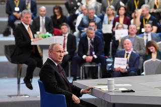 Russian President Putin holds his annual press conference in Moscow
