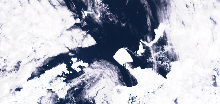 Imagem de satélite do iceberg A23a, em 15 de novembro deste ano