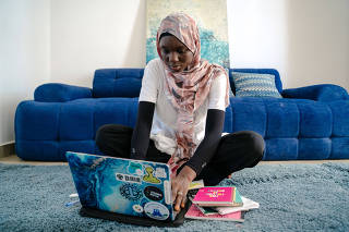 Rokhaya Diagne, a computer science major, at home in Dakar, Senegal, Nov. 2, 2023. (Carmen Abd Ali/The New York Times)