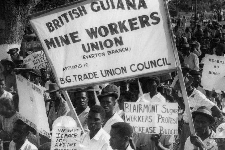 Protesto de mineiros na Guiana