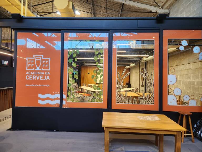 Sala modulada da Academia da Cerveja, em Pinheiros