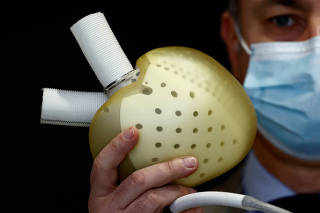 FILE PHOTO: Artificial heart produced by French manufacturer Carmat