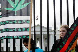 Demonstrators hold a rally urging U.S. President Biden to release all Cannabis prisoners, convicted of marijuana-related charges, outside of the White House in Washington