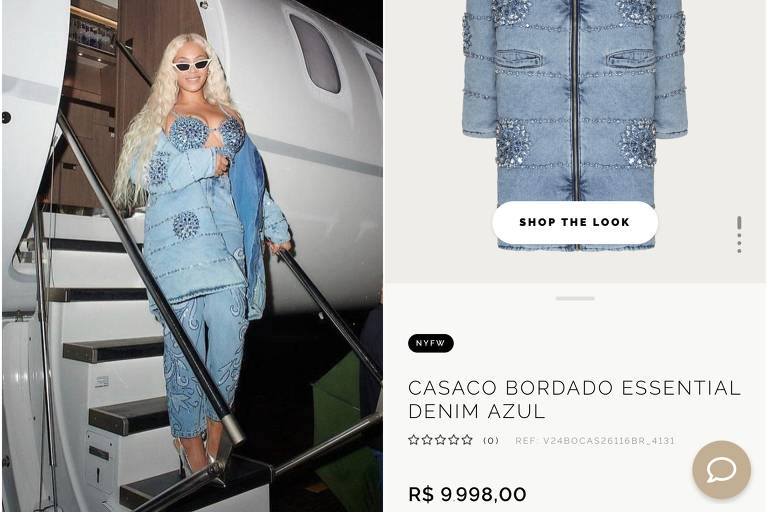 Beyoncé usa look de R$ 17 mil feito por estilista brasileira para desembarcar em Salvador