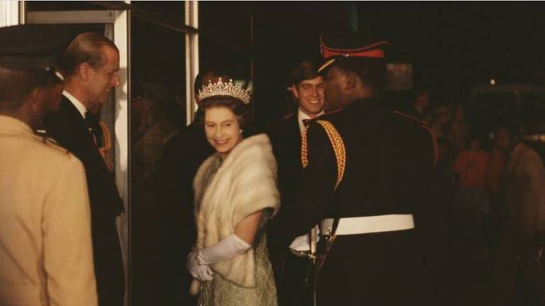 Rainha Elizabeth em viagem a Botsuana em 1979
