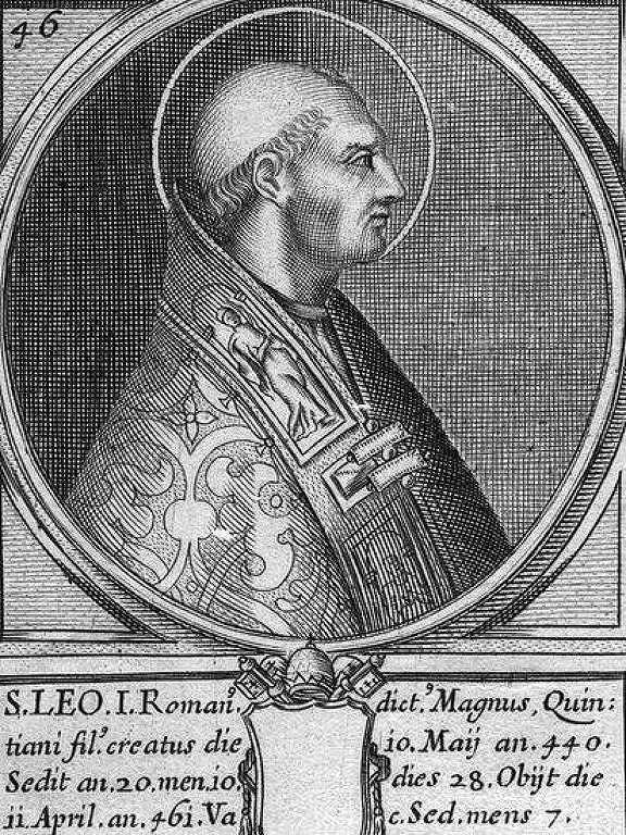 Pintura ilustra o Papa Leão 1º