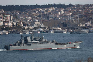 FILE PHOTO: Russian Navy's large landing ship Novocherkassk sets sail in Bosphorus