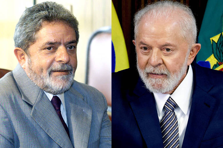 Na montagem, Lula em janeiro de 2003 e em dezembro de 2023