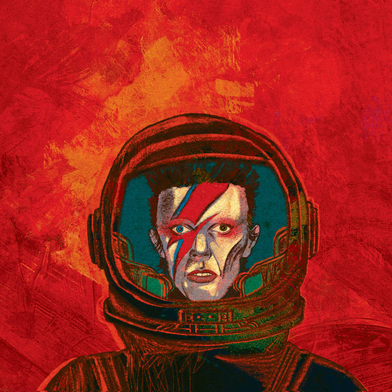 Ilustração de Weberson Santiago para a Coleção Folha Rock Stars sobre David Bowie