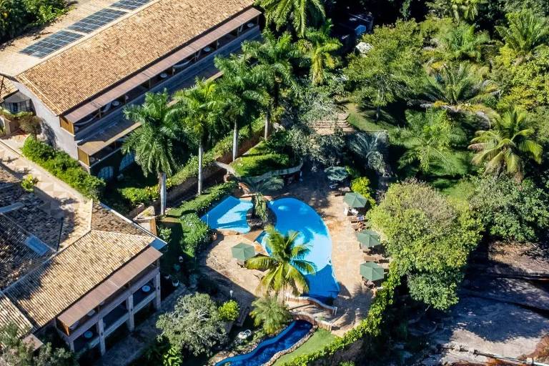 Vista aérea do Hotel Canto das Águas, em Lençóis na Bahia