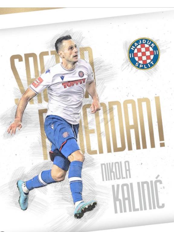 Página do Instagram do Hajduk Split, da Croácia, mostra foto do atacante Nikola Kalinic no dia 5 de janeiro, quando ele fez 36 anos