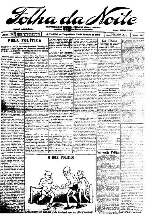 Primeira Página da Folha da Noite de 29 de janeiro de 1924