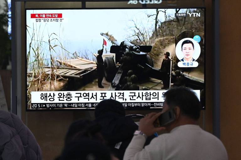 Coreia do Norte faz mais 60 disparos no mar próximo a ilha da Coreia do Sul