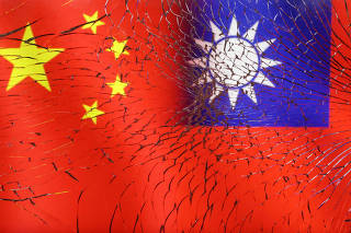 FILE PHOTO: Illustration shows Chinese and Taiwanese flags