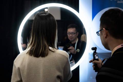 A smart mirror from Barracuda is seen during CES Unveiled at the Mandalay Bay Convention Center a pre-show for this weeks Consumer Electronics Show January 7, 2024, in Las Vegas, Nevada. (Photo by Brendan Smialowski / AFP) ORG XMIT: 20240107 003 Brendan Smialowski.
