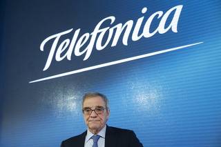 File photo of Telefonica's Cesar Alierta attending the company's 2015 annual results presentation at the Telefonica headquarters in Madrid