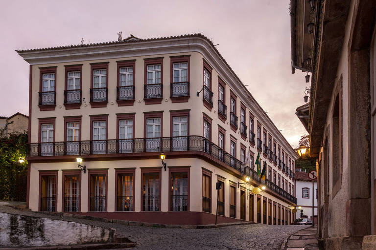Fachada do Hotel Solar do Rosário, em Ouro Preto, aberto pela primeira vez em 1840