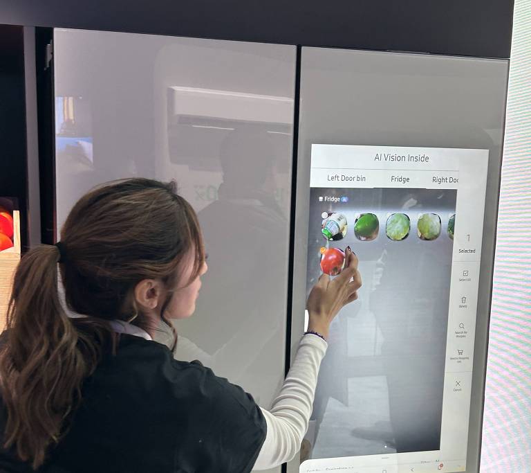 Porta do refrigerador Bespoke 4-Door Flex 2024, da Samsung