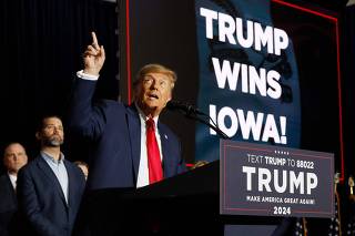 Former President Trump Holds Iowa Caucus Night Event In Des Moines