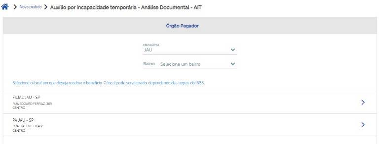 Selecione uma agência para pagamento e clique em "Avançar"