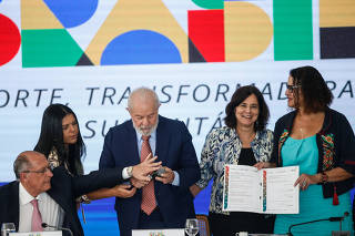 O presidente Luiz Inácio Lula da Silva (PT) durante o anúncio do Nova Indústria Brasil