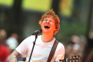 Singer Ed Sheeran performs on NBC's 
