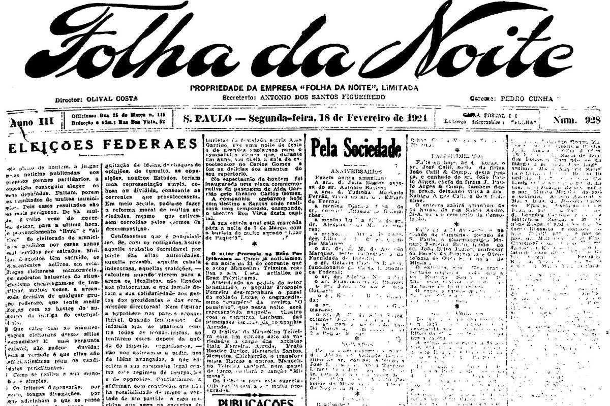1924: Eleições para Senado e Câmera são feitas após a cisão no PRP