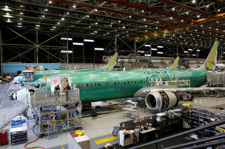 FILE PHOTO: Boeing's new 737 MAX-9 is pictured under construction at their production facility in Renton, Washington