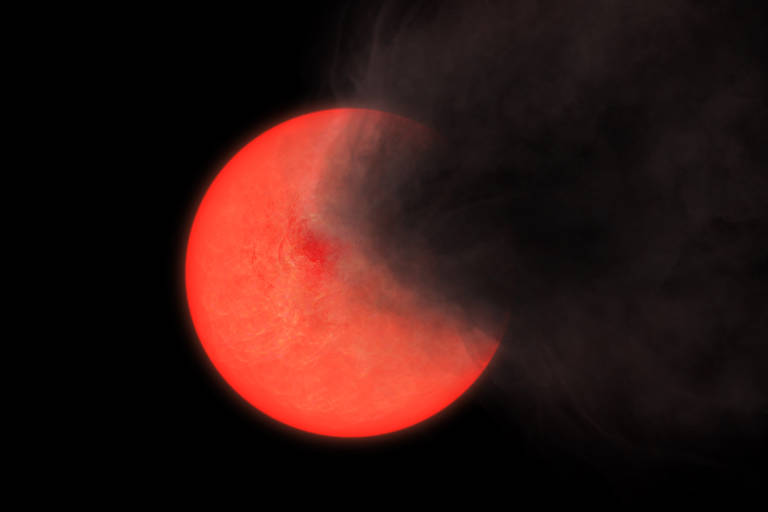 Ilustração de nuvem de fumaça e poeira saindo de estrela