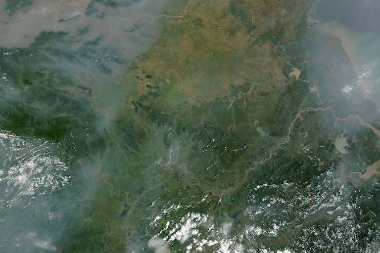 Imagem de satélite mostra nuvem de poluição sobre região da ásia