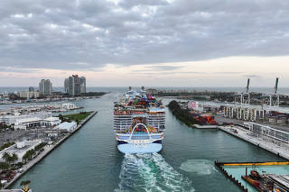 Royal Caribbean?s Icon of the Seas, the largest cruise ship in the world sets sail for its inaugural voyage with passengers, in Miami