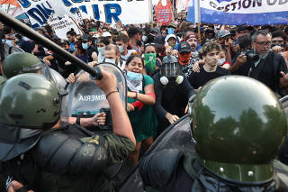 Protest is held as lawmakers debate on Argentina's President Javier Milei's economic reform bill, in Buenos Aires
