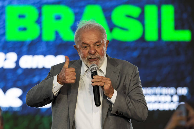O presidente Luiz Inácio Lula da Silva (PT) durante celebração dos 132 anos do Porto de Santos